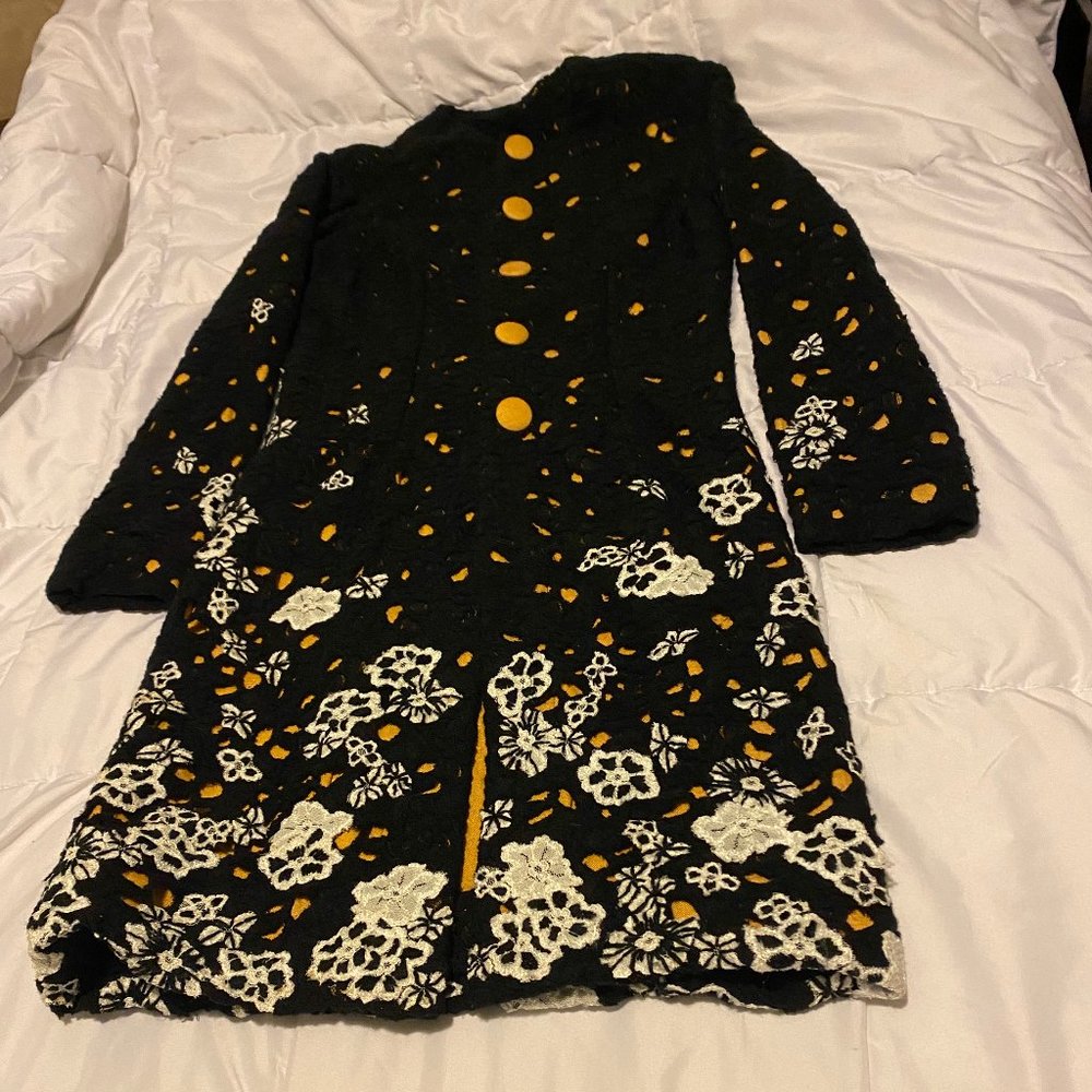 Black couture long coat Handmade M/L